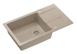 Quadri Sutton XL bege areia pia de granito sobrepor 78x45cm com escorredor reversível com plugue bege 1208967577