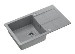 Quadri Sutton pia de granito cinza de montagem superior 78x45cm com escorredor reversível com tampa cinza 1208967578