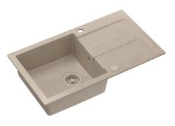 Pia de granito Quadri Sutton bege areia de montagem superior 78x45cm com escorredor reversível com tampa bege 1208967579