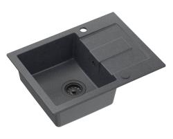 Quadri Sutton Antracite Pia de Montagem em Granito 60x45cm com Escorredor, Reversível com Tampa Preta - 1208967586