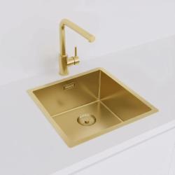 Pure.Sink Prestige pia 40x40 cm PVD Ouro raio de 10mm instalação inferior, nivelada e superior PPG4040-60