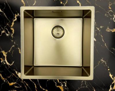Pure.Sink Prestige pia 40x40 cm PVD Ouro raio de 10mm instalação inferior, nivelada e superior PPG4040-60
