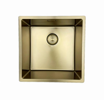 Pure.Sink Prestige pia 40x40 cm PVD Ouro raio de 10mm instalação inferior, nivelada e superior PPG4040-60