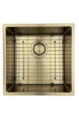 Pure.Sink Prestige pia 40x40 cm PVD Ouro raio de 10mm instalação inferior, nivelada e superior PPG4040-60