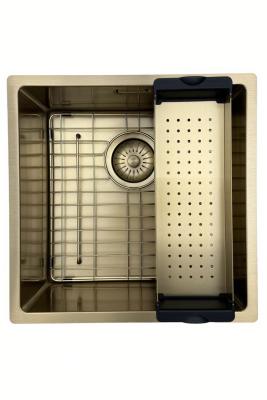 Pure.Sink Prestige pia 40x40 cm PVD Ouro raio de 10mm instalação inferior, nivelada e superior PPG4040-60