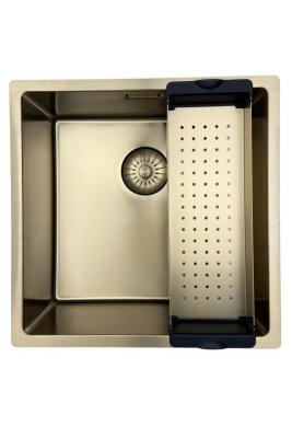 Pure.Sink Prestige pia 40x40 cm PVD Ouro raio de 10mm instalação inferior, nivelada e superior PPG4040-60