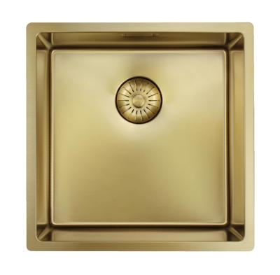 Pure.Sink Prestige pia 40x40 cm PVD Ouro raio de 10mm instalação inferior, nivelada e superior PPG4040-60