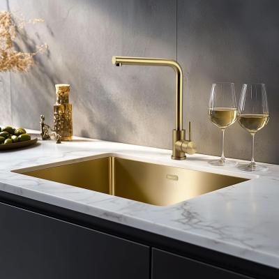 Pure.Sink Prestige pia 40x40 cm PVD Ouro raio de 10mm instalação inferior, nivelada e superior PPG4040-60