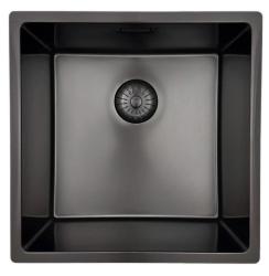 Pure.Sink Prestige pia 40x40 cm PVD Gun Metal, raio de 10 mm, para instalação sob a bancada, embutida e sobreposta PPG4040-61