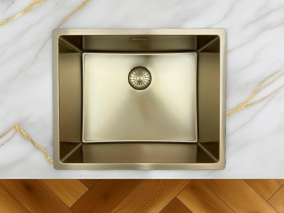 Pure.Sink Prestige pia 50x40 cm PVD Ouro 10mm raio para instalação embutida, nivelada ou de sobrepor PPG5040-60