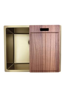 Pure.Sink Prestige pia 50x40 cm PVD Ouro 10mm raio para instalação embutida, nivelada ou de sobrepor PPG5040-60