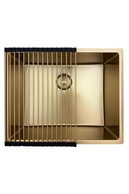 Pure.Sink Prestige pia 50x40 cm PVD Ouro 10mm raio para instalação embutida, nivelada ou de sobrepor PPG5040-60