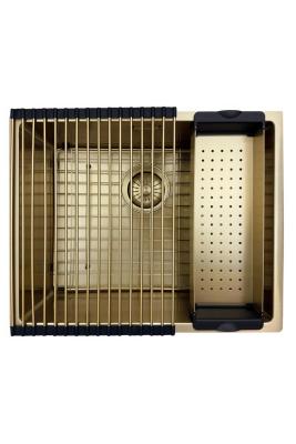 Pure.Sink Prestige pia 50x40 cm PVD Ouro 10mm raio para instalação embutida, nivelada ou de sobrepor PPG5040-60