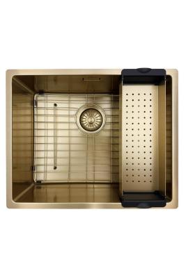 Pure.Sink Prestige pia 50x40 cm PVD Ouro 10mm raio para instalação embutida, nivelada ou de sobrepor PPG5040-60