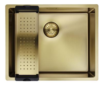 Pure.Sink Prestige pia 50x40 cm PVD Ouro 10mm raio para instalação embutida, nivelada ou de sobrepor PPG5040-60