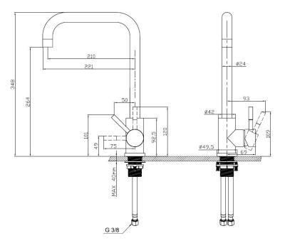 Pure.Sink Elite Steel Pure torneira de cozinha PVD Gun Metal PS8010-61