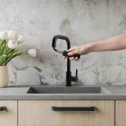 Pure.Sink Elite Steel Crystal-S torneira de cozinha Preto Mate com bica extensível PS8050-10