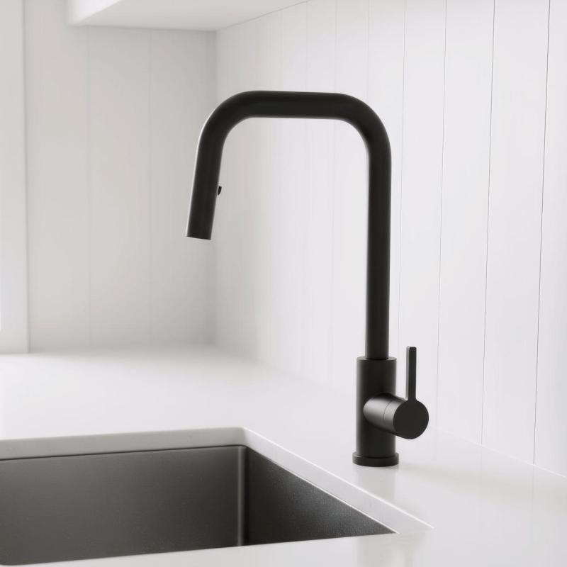Pure.Sink Elite Steel Crystal-S torneira de cozinha Preto Mate com bica extensível PS8050-10