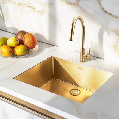 Pure.Sink Elite Steel Stream-S torneira de cozinha PVD Ouro Escovado com bica extensível PS8045-60