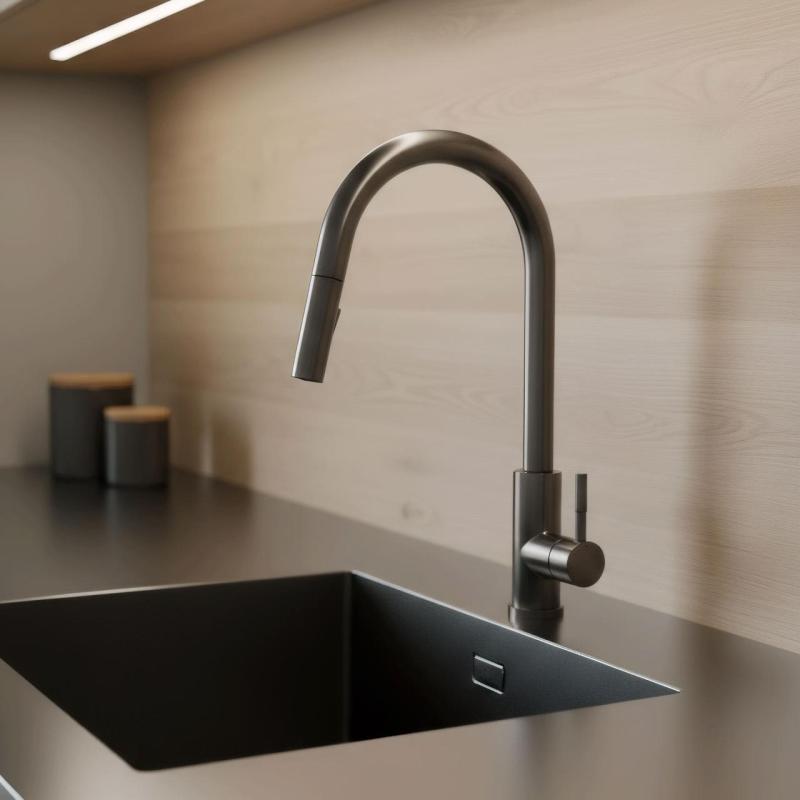 Pure.Sink Elite Steel Stream-S torneira de cozinha PVD Gun Metal com bica extensível PS8045-61