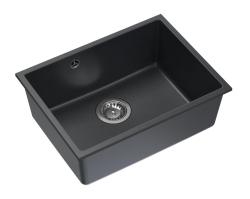 Quadri Elston Antracite Pia de Cozinha de Granito para Montagem Inferior 495x360mm com Plugue de Inox 1208967659