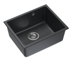 Quadri Elston Antracite Pia de Embutir em Granito 420x335mm com Válvula de Aço Inoxidável 1208967660