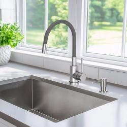 Quadri Bristol Kitchen Mixer Tap Stainless Steel with Flexible Grey Spout 1208967663