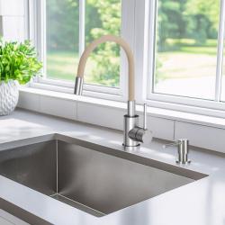 Quadri Bristol Kitchen Mixer Tap Stainless Steel with Flexible Beige Spout 1208967664