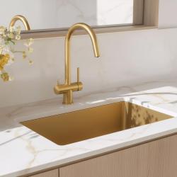 Misturador de cozinha Quadri Leichester PVD Dourado 3-vias com uma conexão extra para água filtrada 1208967669.