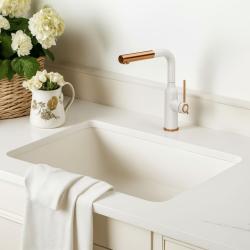 Quadri Stamford Torneira de Cozinha Branca com Acabamento em Cobre PVD e Bica Removível 1208967687