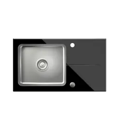 Quadri Glazz Set met Keukenkraan en Opbouw RVS Spoelbak met Zwarte Glazen Afdruipgedeelte - 77x44cm Omkeerbaar - 1208967734

Conjunto Quadri Glazz com Torneira de Cozinha e Pia de Sobrepor em