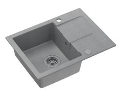 Quadri Sutton Cinza Granito Cuba de Sobrepor 60x45cm com Escorredor, Reversível com Plug Cinza - 1208967750