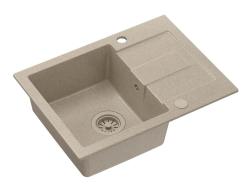 Pia de Montagem de Granito Quadri Sutton Bege Areia com Escorredor, Reversível com Tampa Bege - 60x45cm - 1208967751