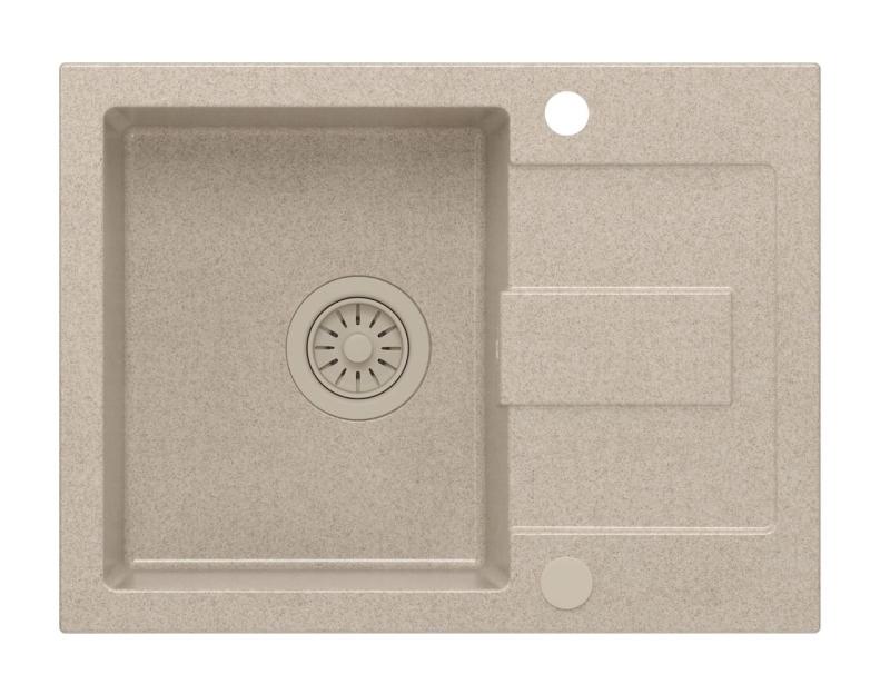 Pia de Montagem de Granito Quadri Sutton Bege Areia com Escorredor, Reversível com Tampa Bege - 60x45cm - 1208967751
