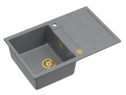 Quadri Sheffield Pia de Sobrepor em Granito Cinza 78x50cm com Escorredor e Ralo Dourado - 1208967764