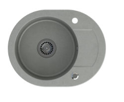 Quadri Londres Cinza Pia Redonda de Granito com Escorredor e Tampa de Aço Inoxidável 585x460mm Reversível - 1208967772