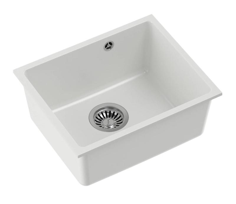 Quadri Elston Pia de Embutir em Granito Branco 420x335mm com Válvula de Aço Inoxidável 1208967776