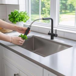 Quadri Ellesmere Torneira de Cozinha Preta 3 Vias com Conexão Extra para Água Filtrada 1208967780