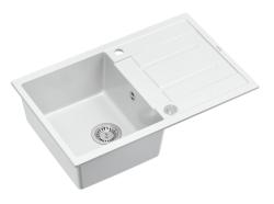 Quadri Sheffield Pia Branca de Granito de Montagem Superior 78x50cm com Escorredor e Válvula de Aço Inoxidável - 1208967798