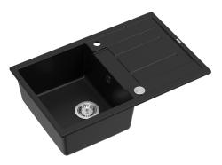 Quadri Sheffield Pia de Sobrepor em Granito Preto 78x50cm com Área de Gotejamento e Válvula de Inox - 1208967805