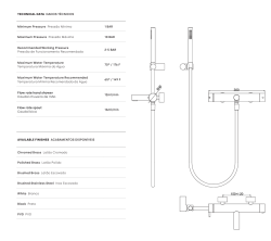 Waterevolution Flow misturador termostático de duche de duas vias com chuveiro de mão cromado T130TN01
