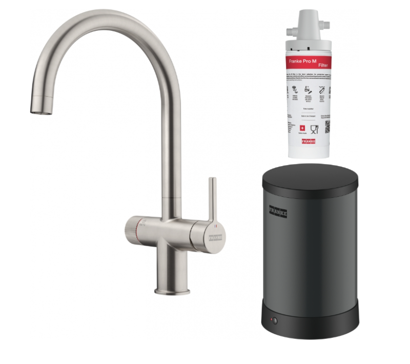 Franke Maris water hub 4L boiler 3-1 com torneira de água fervente mecânica Twist em aço inoxidável com bypass de hub de água 1208967859.