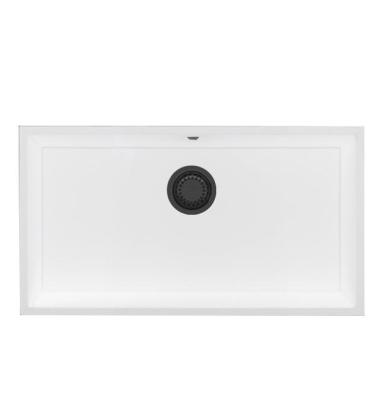 GraniteMy Universal Grande Pia de Granito Branco 74x40 cm com tampão de metal gun - 1208967895