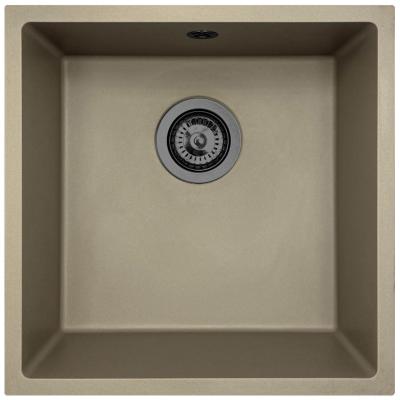 GraniteMy Universal Taupe Pia de Granito 40x40 cm de Sobrepor, Embutir e Montagem Nivelada com Tampão de Metal Gun - 1208967913