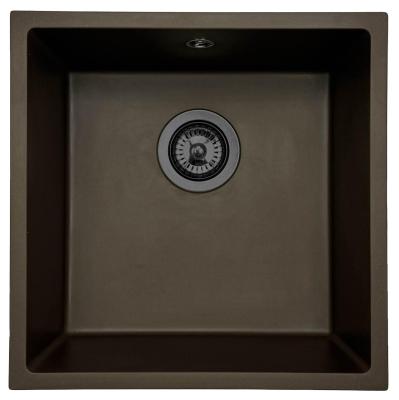 GraniteMy Universal Café Pia de Granito 40x40 cm sobrepor, embutir e nivelar com tampa de metal gun - 1208967917