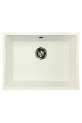 GraniteMy Pia Universal de Granito Branca 55x40 cm montagem de superfície, montagem embutida e montagem nivelada com válvula gun metal - 1208967933