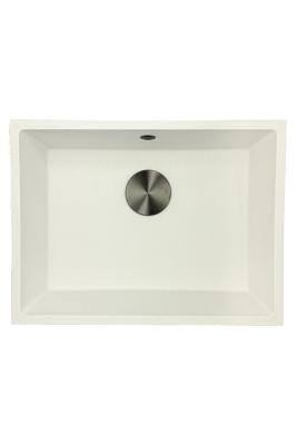 GraniteMy Pia Universal de Granito Branca 55x40 cm montagem de superfície, montagem embutida e montagem nivelada com válvula gun metal - 1208967933