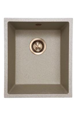 GraniteMy Universal pia de granito bege areia 34x40 cm montagem sobreposta, embutida e nivelada com plugue de cobre 1208968009