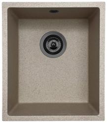 GraniteMy Pia universal de granito areia bege 34x40 cm instalação de sobrepor, embutir e nivelada com tampão gun metal 1208968011