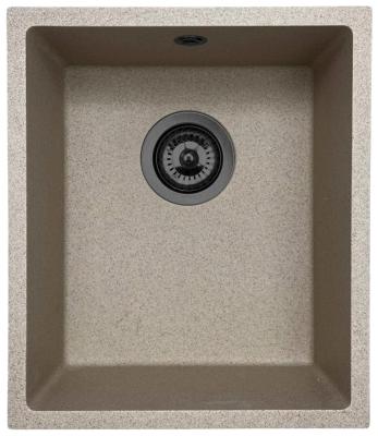 GraniteMy Pia universal de granito areia bege 34x40 cm instalação de sobrepor, embutir e nivelada com tampão gun metal 1208968011